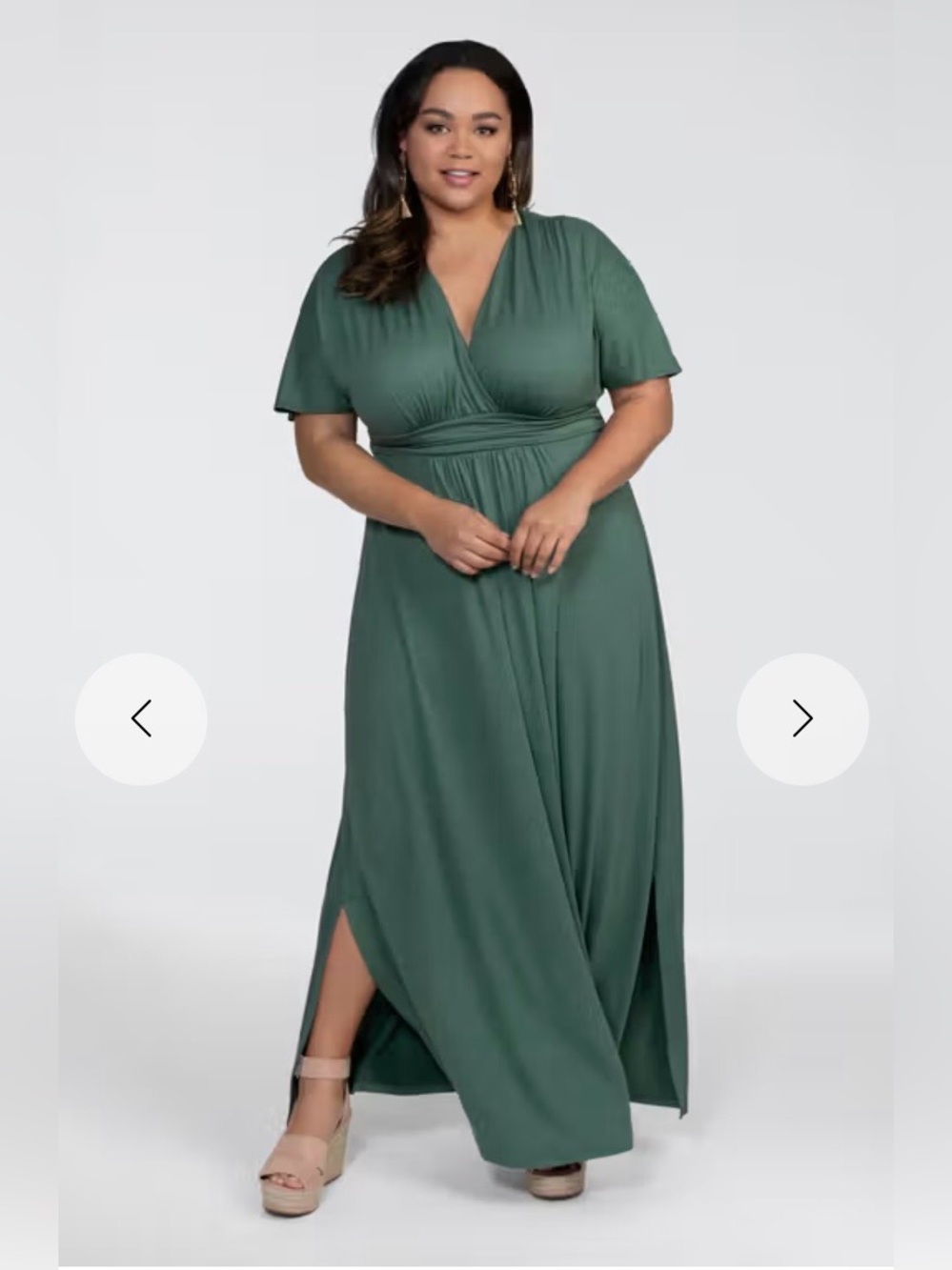Kiyonna Matcha Green Tea Vienna Maxi Dress Plus Size 2X (18-20)